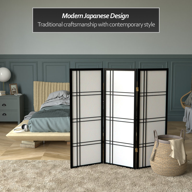 70" H Short Folding Screen, 3, Black