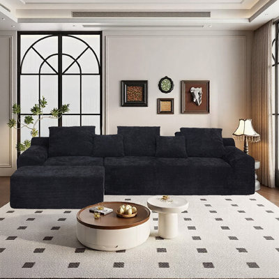 111.2" Modern L-Shaped Sectional Sofa – Modular Velvet Couch With Adjustable Configurations