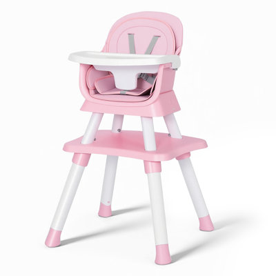 8 in 1 Baby High Chair, Coverts to Dining Booster Seat, Removable Tray & Double Seat Cover, Easy to Wipe