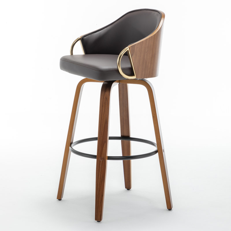 Tabouret pivotant Mahtab, Marron foncé, Tabouret de bar (siège d'une hauteur de 30 po)