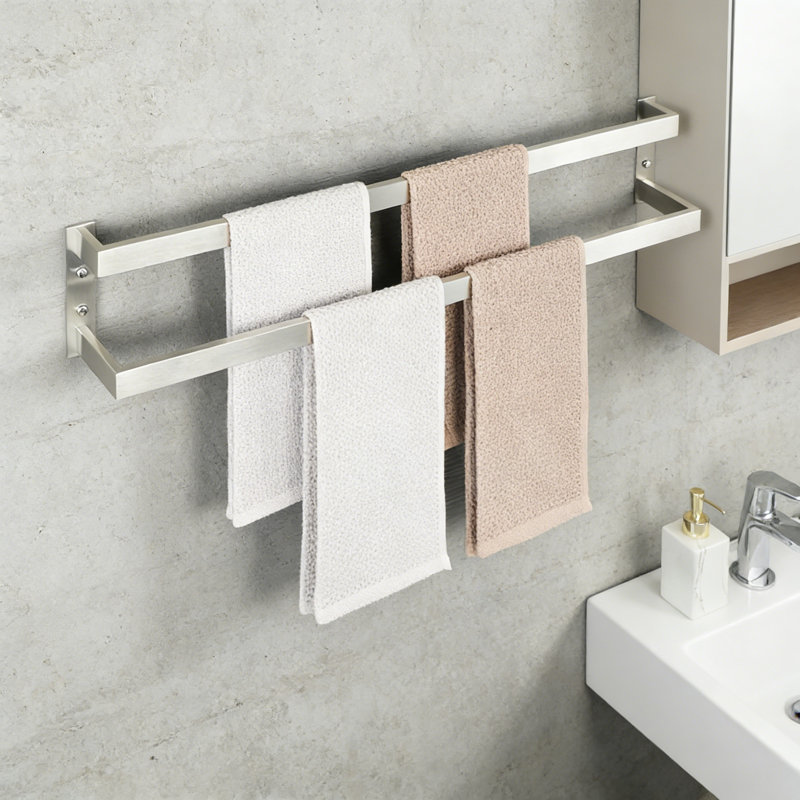 Double Towel Bar, 32" Towel Racks For Bathroom Wall Mounted SUS304 Stainless Steel, Brushed Nickel