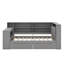 Lit plateforme avec tablettes de rangement, tiroirs, station de charge USB, tête de lit à DEL et bureau intégré, tête de lit tapissier, lit haut à structure en bois pour petits espaces-811157108-811157105