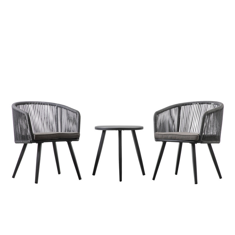 Mullen 2 - Person Wicker Patio Dining Set with Round Table , Cushions Included