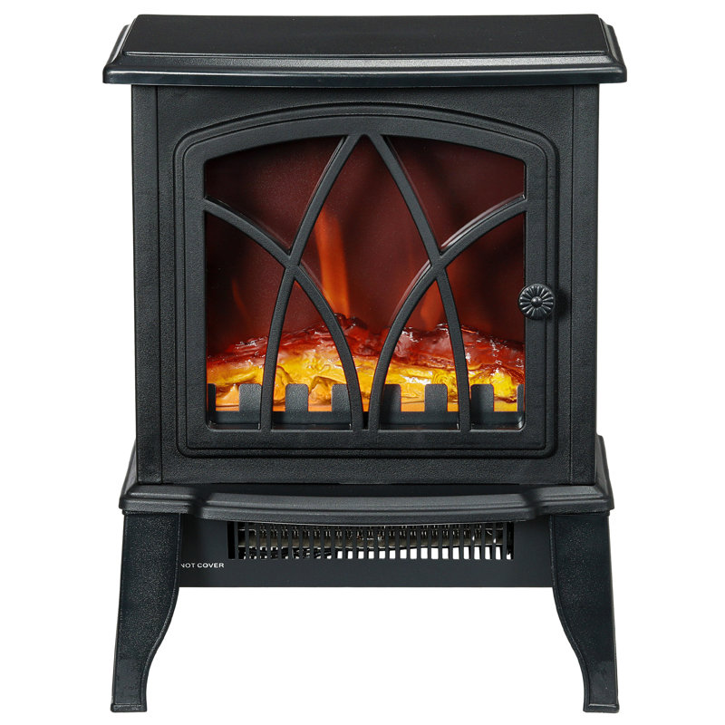 Poêle électrique, foyer autoportant de 18 po avec flamme réaliste, protection contre la surchauffe, portable, 750 W / 1500 W