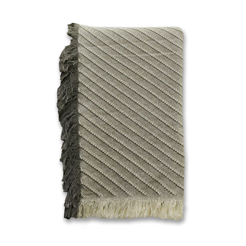 Jeté tissé 46 x 67, Gris à rayures
