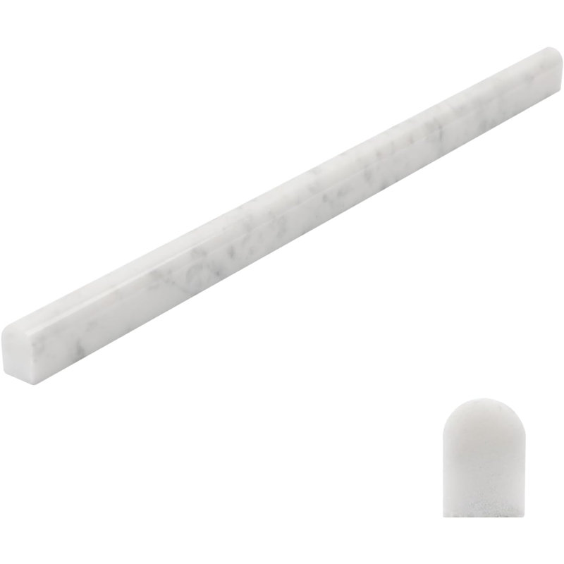 Doublure de crayon en marbre blanc de Carrare Adolif, bord en tuile bullnose polie 1/2 po x 12 po, 10 pièces