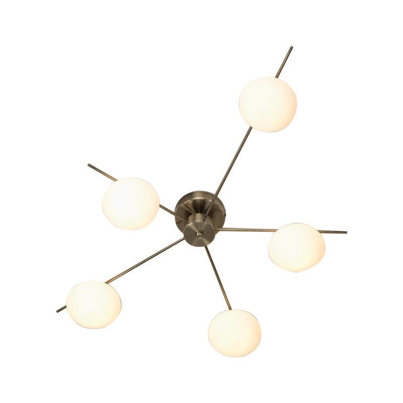 Robenson Glass Semi Flush Mount, Antique Brass