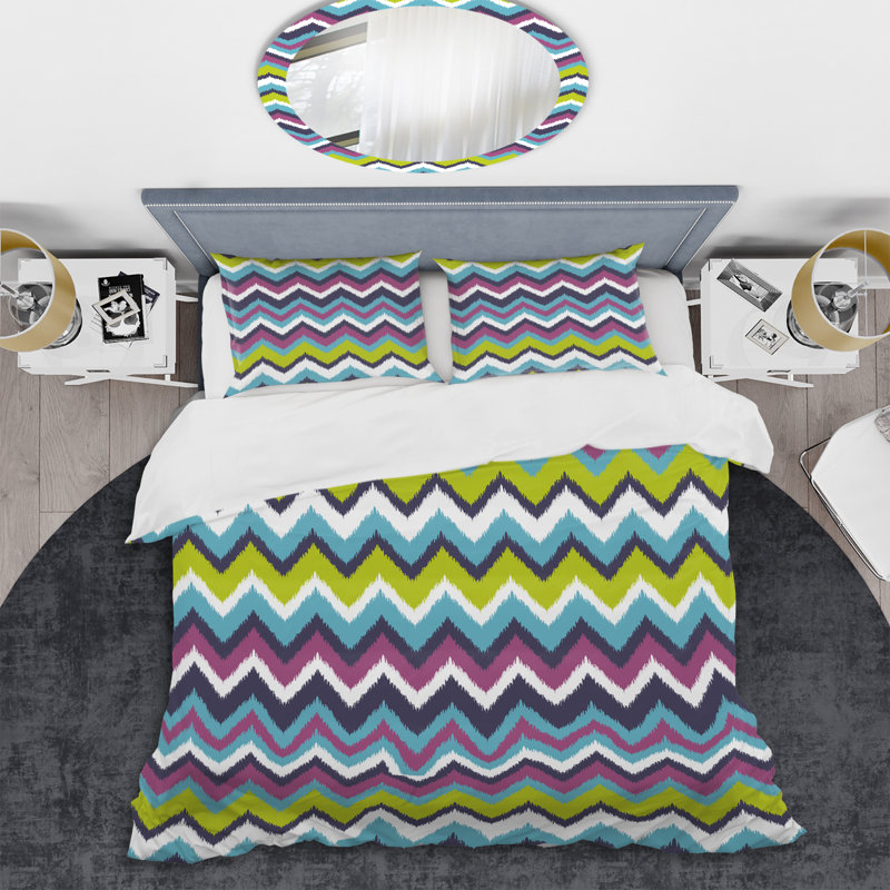 Motif multicolore - Ensemble de housse de couette à motif, Housse de couette pour grand lit et 2 taies décor