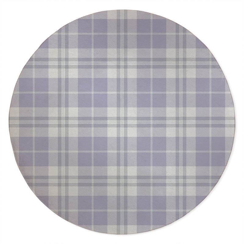 Tartan Block Non-Slip Outdoor Rug, Round 5'
