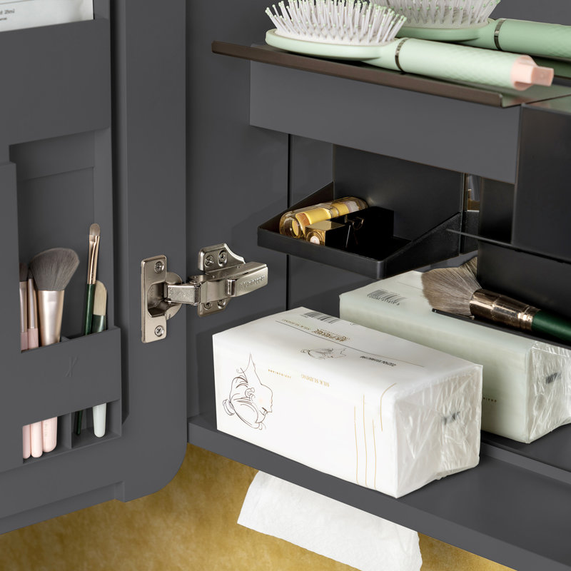 Pharmacie à DEL avec miroir anti-buée, stérilisateur à brosse à dents UV, prises de courant intégrées, rangement intelligent et éclairage réglable