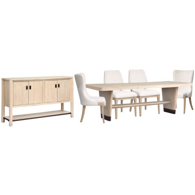 Trestle Dining Table With 2 Upholstered Side Chairs 2 Host Chairs And Buffet