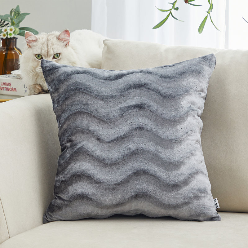 Velvet wave Velvet Floral Throw Pillow, Gray