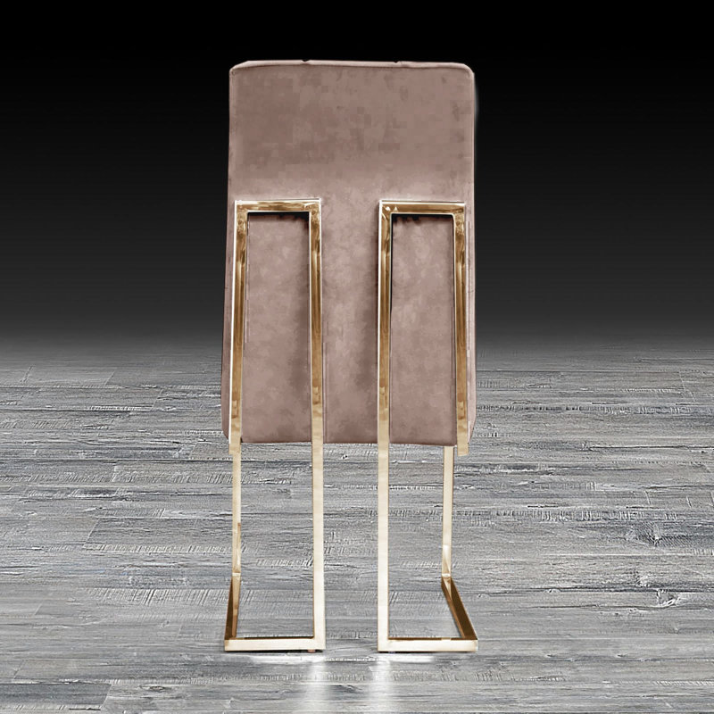 Chaise d'appoint en velours Denholme, Taupe, Doré