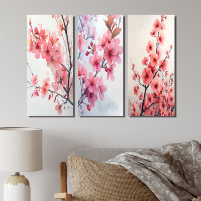 «Pink Cherry Blossoms Summer Embrace I» - Collection de décorations murales Cherry Blossom