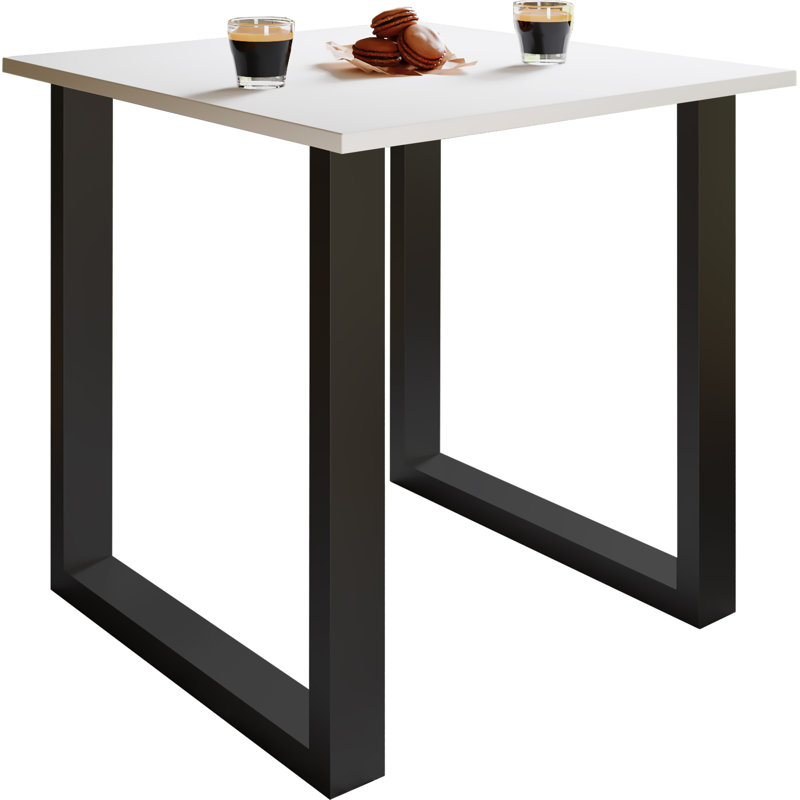 Alexious Metal Base Dining Table, Black, 76cm H x 80cm W x 50cm D, White