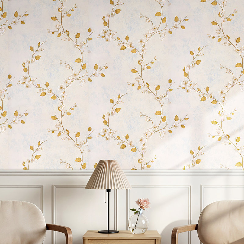 Vintage Non-Pasted Non-Woven 3D Embossed Wallpaper Roll, Cream