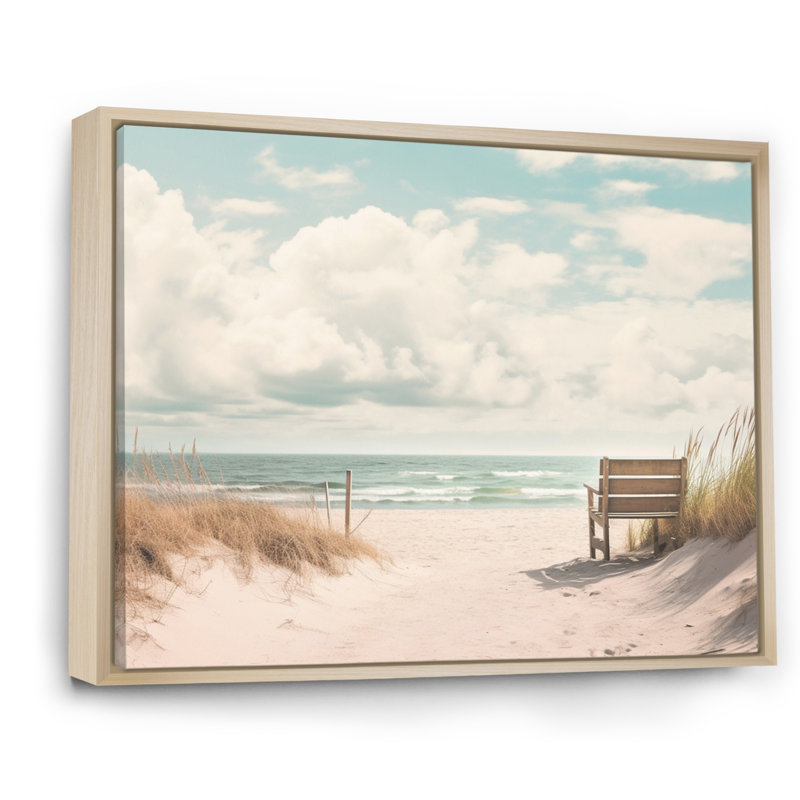 «Beach Grass Landscape II», reproduction sur toile, Cadre naturel flottant, H 34 po x l 44 po x P 1,5 po