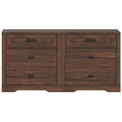 Commode 6 tiroirs - Organisateur de commode 2 en 1 avec dispositif anti-basculement, armoire de rangement de 63 po de large pour placard, couloir, salon ou chambre de bébé (paquet de 2)