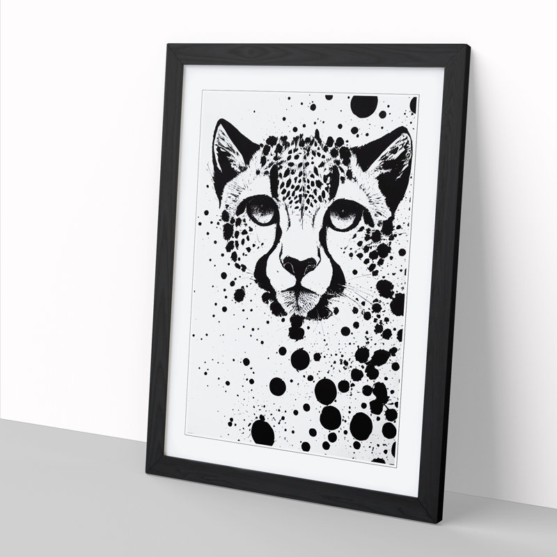 Cheetah Paint Splatter - Picture Frame Print, Black Framed, 34cm H x 25cm W
