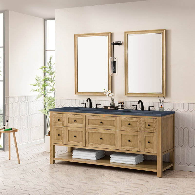 Breckenridge 72'' W Double Vanity, Charcoal Soapstone, Light Natural Oak, 8" Widespread