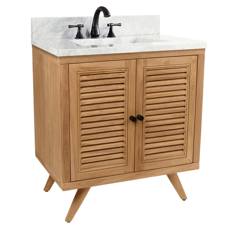 Meuble-lavabo simple 30 po avec plateau en marbre de Carrare Harper