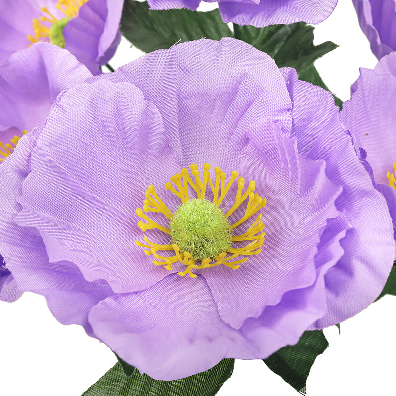 Artificial Poppy Flower Bush, Lavender