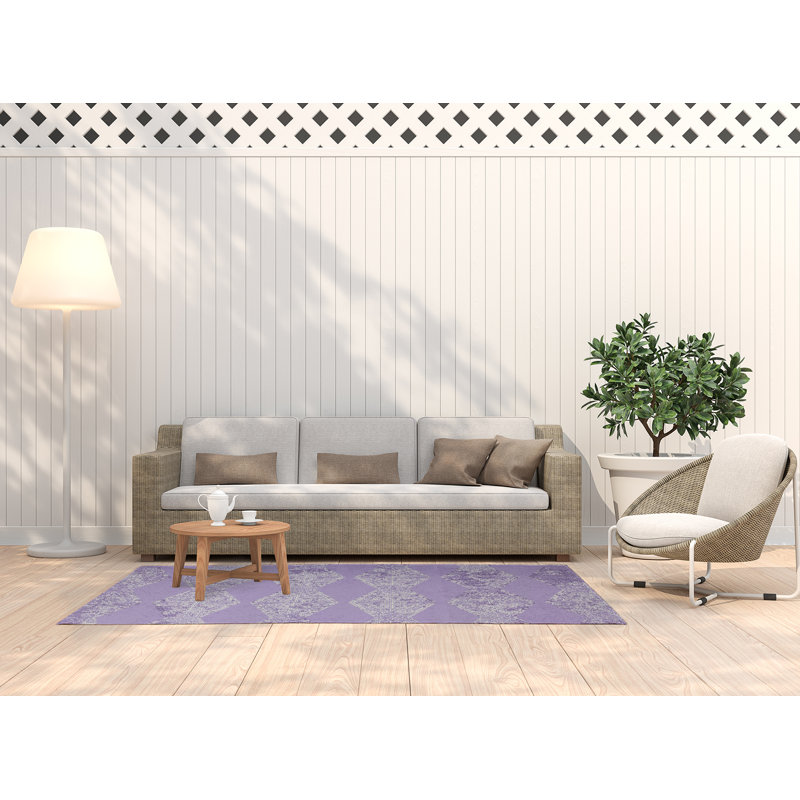 Tapis mauve rayé tissé à la machine Xenia, Rectangle 3 pi x 5 pi