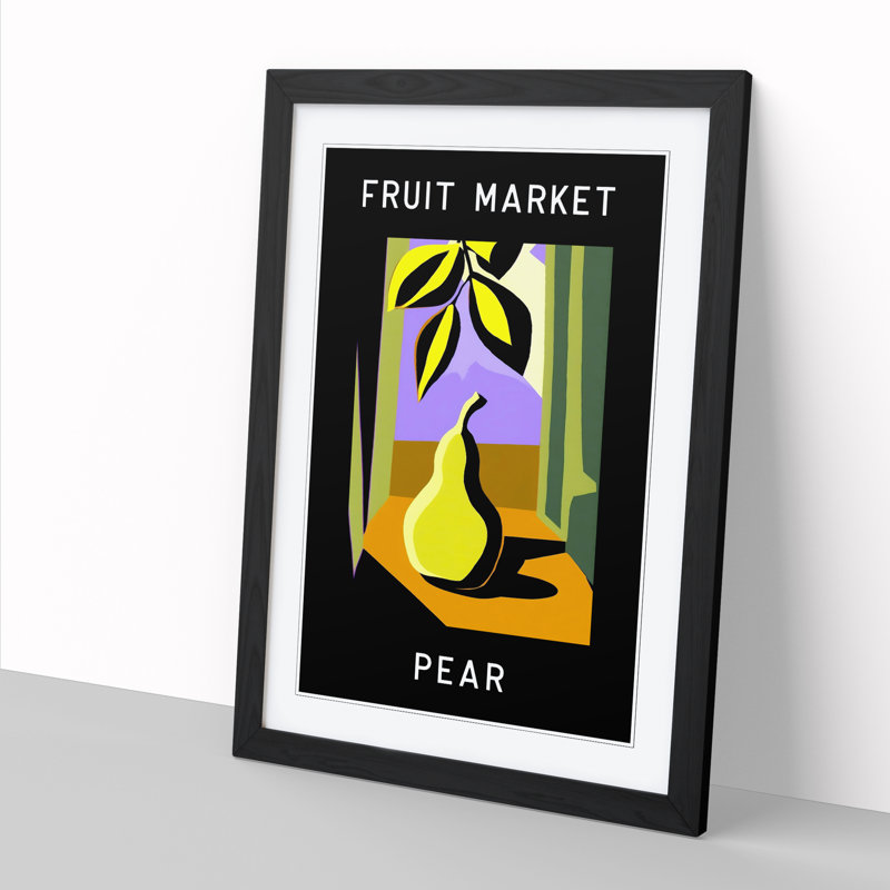 Pear Fruit Market Exhibition Vol.7 - Single Picture Frame Print on Wood, 46cm H x 34cm W x 2cm D