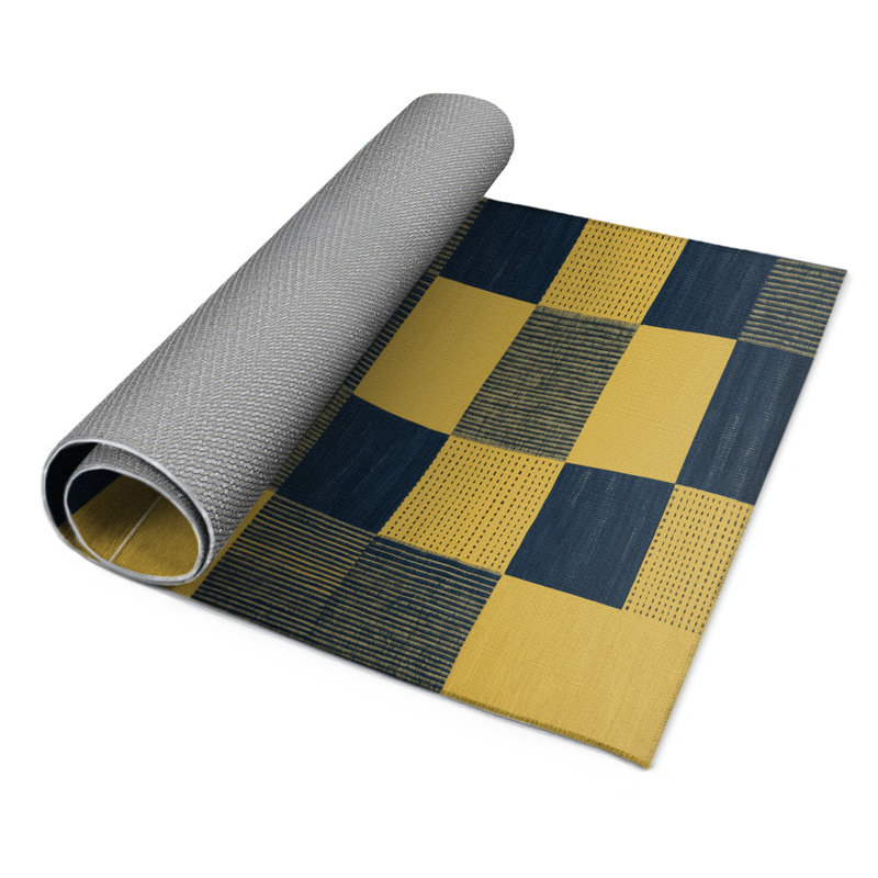 Tapis d'intérieur et d'extérieur à carreaux gris, Rectangle 5 pi x 7 pi