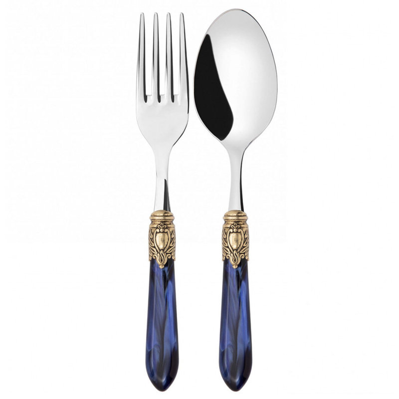 Oxford Stainless Steel Salad Servers, Gold/Blue
