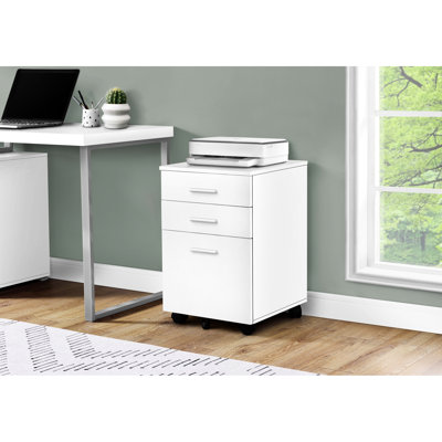 Classeur à roulettes blanc pour le travail de bureau, 3 designs, apparence moderne, rangement mobile, utilisation fluide, blanc, 3 tiroirs, conception avec mouvement de tiroir efficace