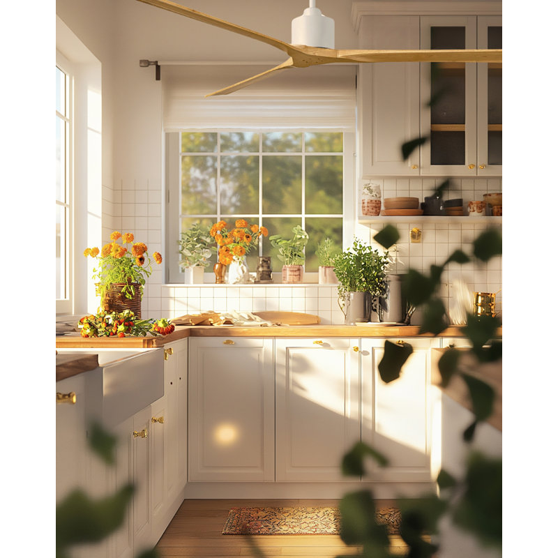 Nan XL 72" Ceiling Fan In Matte White And Matte Black Blades, Matte White/Light Maple