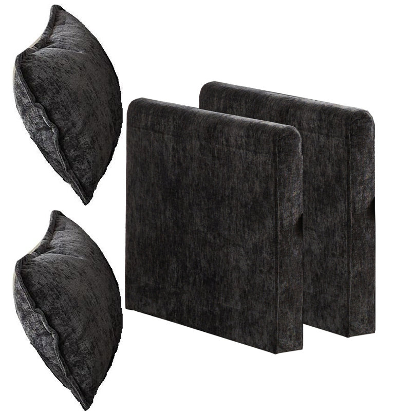 Accoudoirs de canapé modulaires modernes - Accoudoirs de canapé en chenille noir avec coussins rembourrés à double couche confortables pour le salon