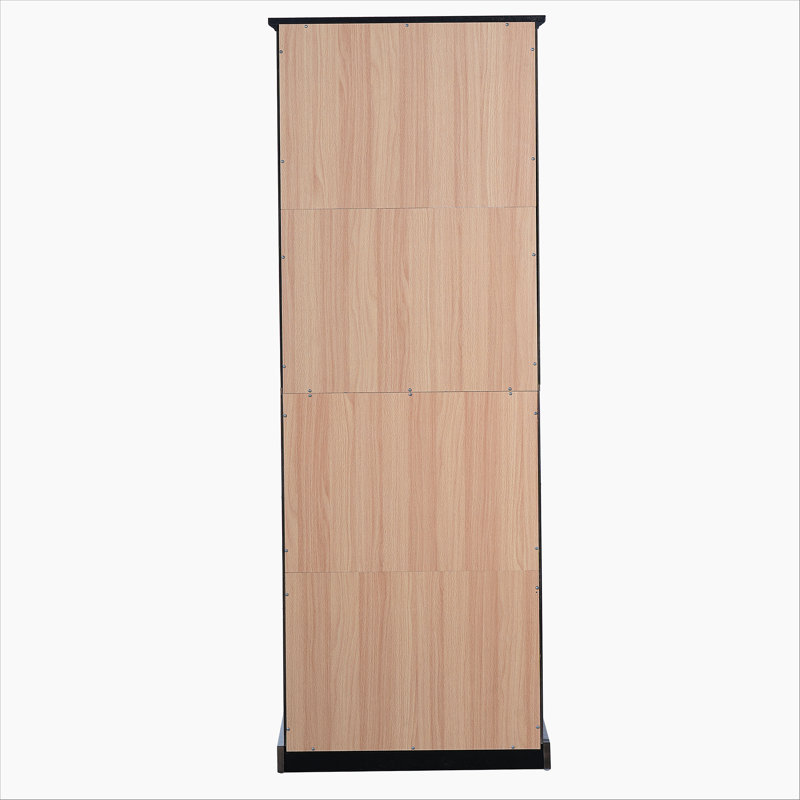 Armoire de rangement de 67,2 po de hauteur avec portes en verre trempé, tablettes réglables et tiroir - tour de lin autoportante moderne, conception à fermeture en douceur