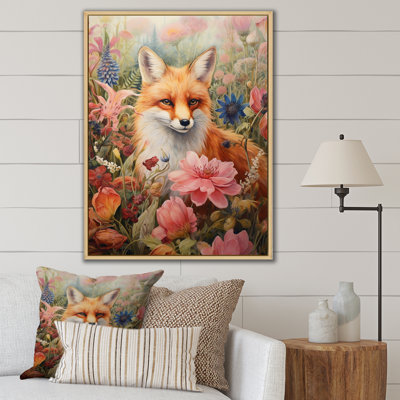 " Cute Orange Fox In Flowerfield "