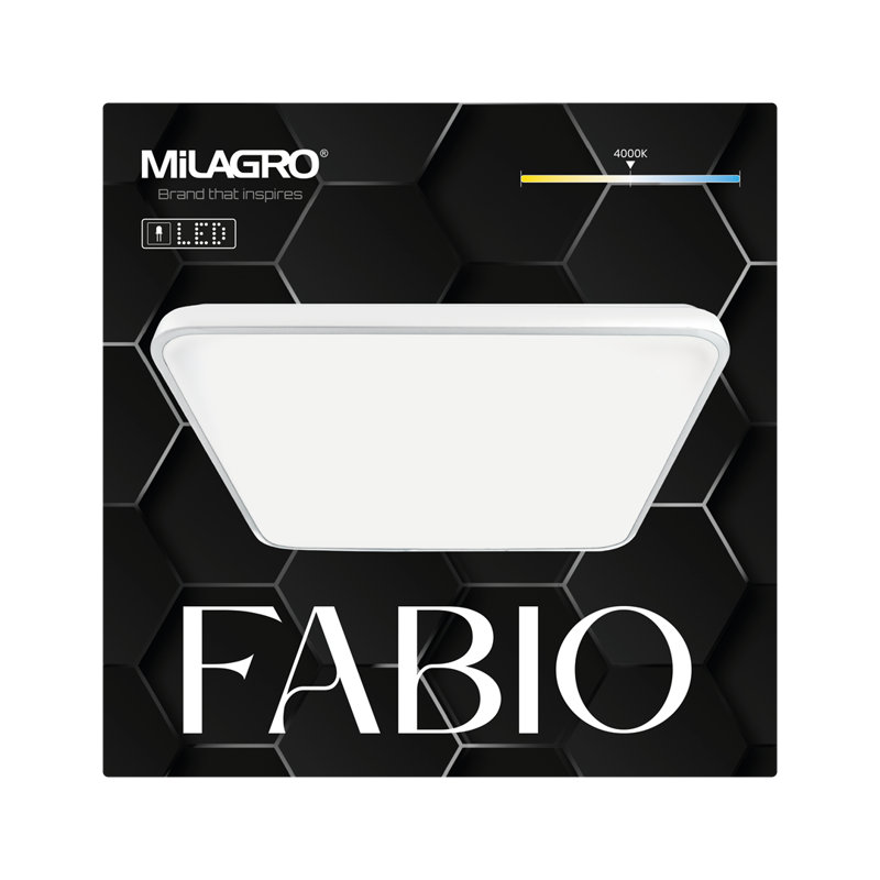 Fabio Plastic LED Flush Mount, White, 6cm H x 47cm W x 47cm D