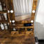 Table de coiffeuse avec miroir et lumières DEL réglables, prise de courant, support pour séchoir à cheveux et tabouret - Coiffeuse compacte pour petites chambres (rétro)-129380474