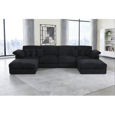 6 - Piece 146"Sectional Sofa Wide Cloud Couch With Removable Ottoman