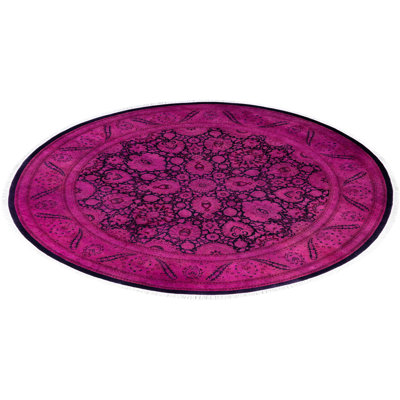 Huckstep One-of-a-Kind 7' 1" X 7' 1" Round Wool Area Rug Purple