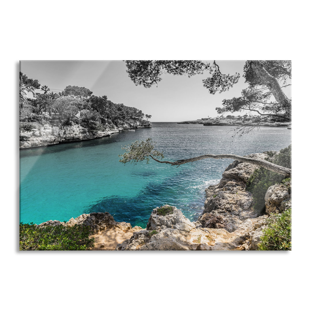 Glasbild | Wandbild Auf Echtglas | Mallorca Bay Cove | 2 Schwarz-Weiss LFy16939