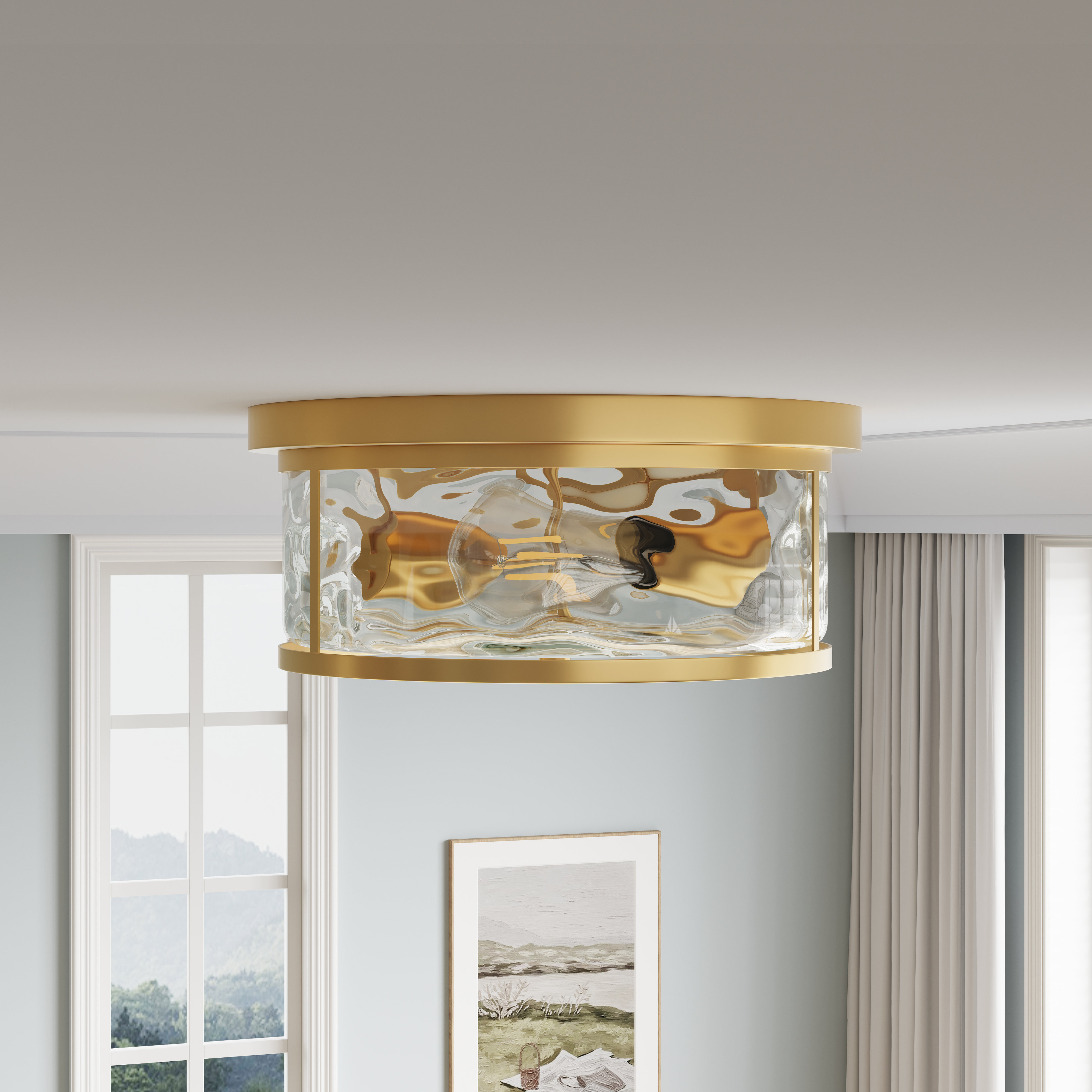 Willa Arlo Interiors Rella 2E26 Light Classic Gold Finished Hammer