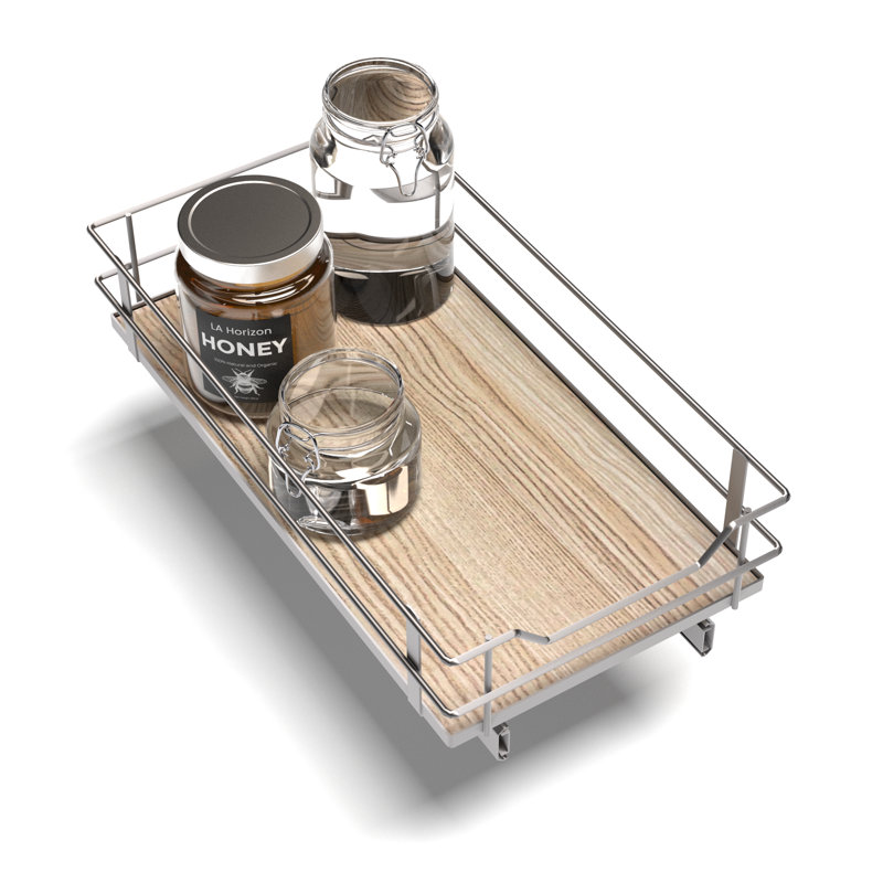 Rangement à 1 niveau pour armoire de cuisine, Argenté / Brun, L 11 po x P 20,7 po