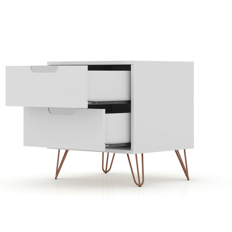 Rockefeller 20" Nightstand In White (2-Drawer), White