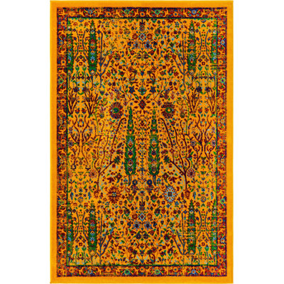 Tapis contemporain de couleur jaune-vert Manlia