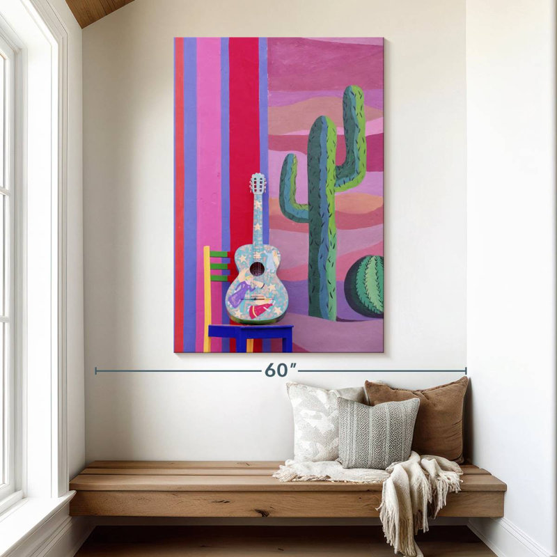 Abarca Guitar And Cactus, 51" H x 34" W