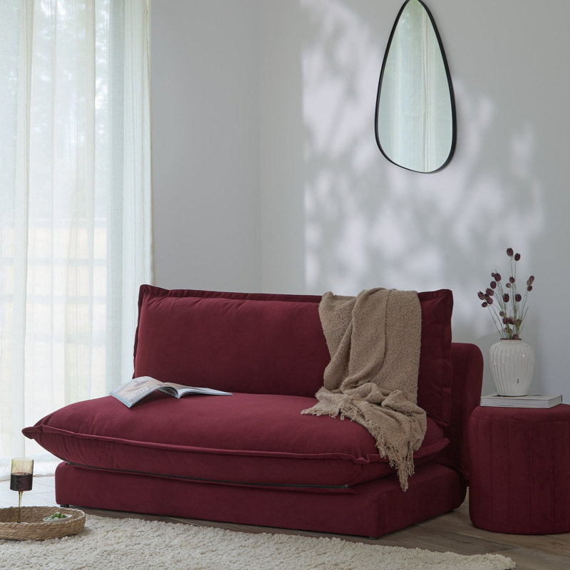 2 Seater Sofa Bed - Boucle, Red, Double