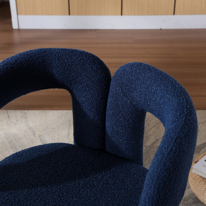 Fauteuil demi-tonneau Accent, Bouclé bleu marine