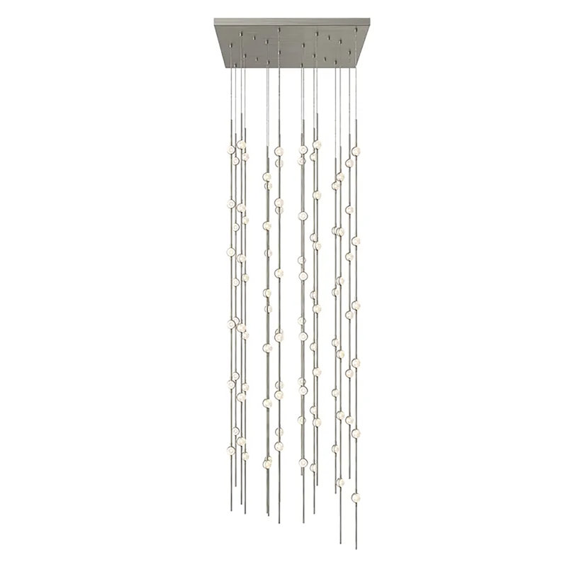 Luminaire suspendu géométrique à 96 lumières Constellation®, Transparent, 2700 K, Nickel satiné