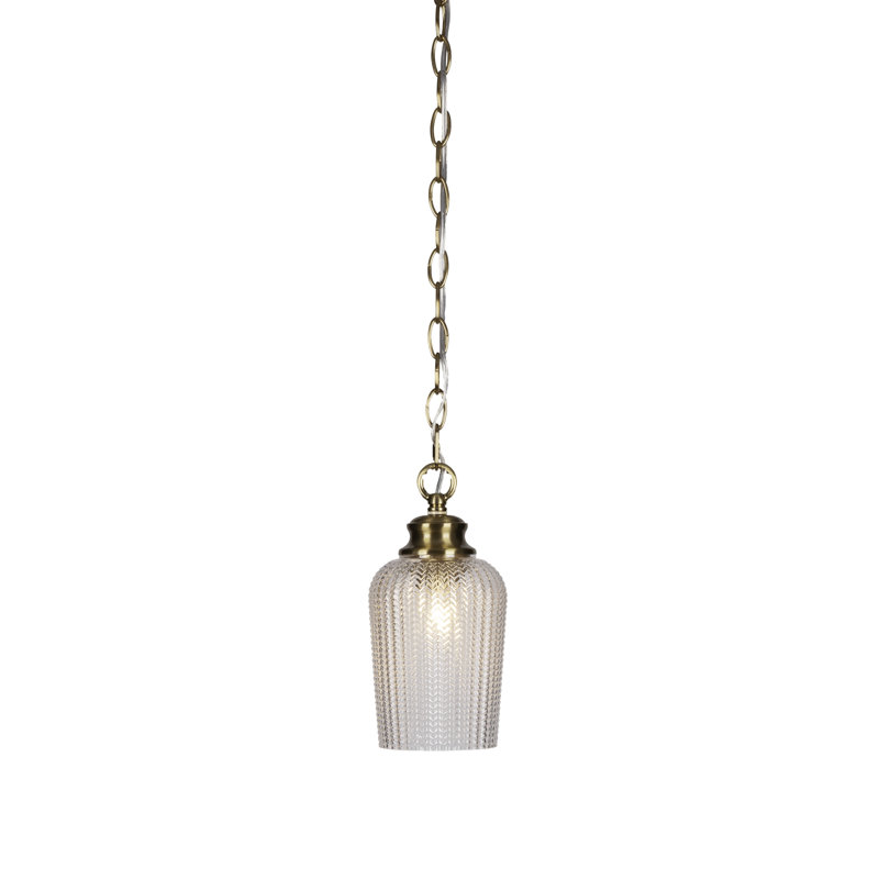 Luminaire suspendu à chaîne Cordova avec verre 5 po, Crème givré, Laiton New Age