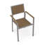 Ensemble de 2 fauteuils de salle à manger d'extérieur avec siège à lattes et structure en aluminium, naturel